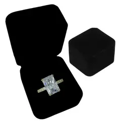 GENERICO - Anillo Promesa Rectangular Cristales Regalo Novia Acero Dorado