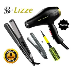 LIZZE - PLANCHA EXTREME Y SECADORA SUPREME DE CABELLO + MINI PLANCHA + CEPILLO TERMICO