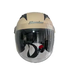 GREENLINE - CASCO PARA MOTO DOBLE VISOR, tipo Abierto, 606 CREMA