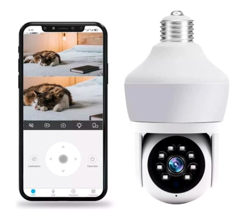 Camara De Vigilancia Con Rotacion - Wifi Tipo Foco - FullHD Con Zoom