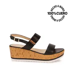 VIALE - Sandalia Strap Casual ALE-2510 Negro Cuero