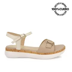 VIALE - Sandalia Dorsay Casual ALE-2519 HuesoPalo Cuero