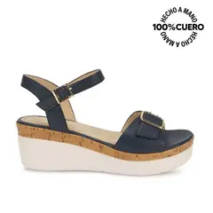 VIALE - Sandalia Dorsay Casual ALE-2615 AzulEg Cuero