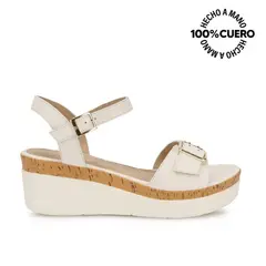 VIALE - Sandalia Dorsay Casual ALE-2615 Blanco Sof Cuero