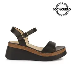 VIALE - Sandalia Dorsay Casual ALE-2625 Negro Cuero