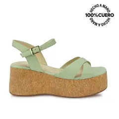 VIALE - Sandalia Dorsay Casual ALE-2630 VerdeMenth Cuero