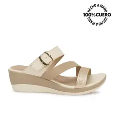 VIALE - Sandalia Slide Casual ALE-2634 HuesoTrigo Cuero