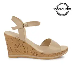 VIALE - Sandalia Dorsay Casual DAYA-2602 Avena Cuero