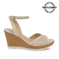 VIALE - Sandalia Dorsay Casual DAYA-2603 Vainilla Cuero