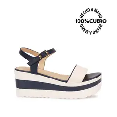 VIALE - Sandalia Dorsay Casual DAYA-2607 Azul Cuero