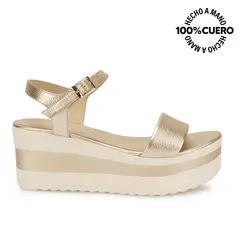 VIALE - Sandalia Dorsay Casual DAYA-2607 Champagne Cuero
