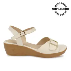 VIALE - Sandalia Dorsay Casual DAYA-2608 Hueso Cuero