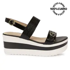 VIALE - Sandalia Strap Casual DAYA-2609 Negro Cuero
