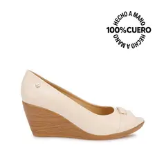 VIALE - Zapato Peep Toe Casual LINDA-2606 Hueso Cuero