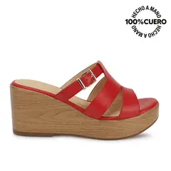 VIALE - Sandalia Slide Casual LINDA-2613 Rojo Cuero