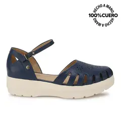 VIALE - Sandalia Franciscana Casual ROXI-2601 Azul Denim Cuero