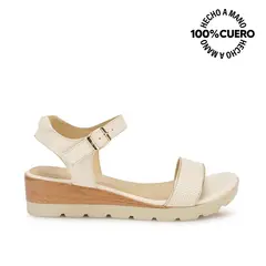 VIALE - Sandalia Dorsay Casual SOFI-2612 Hueso Cuero