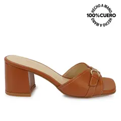 VIALE - Sandalia Slide Casual TATI-2607 Natural Cuero
