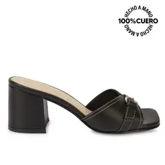 VIALE - Sandalia Slide Casual TATI-2607 Negro Cuero