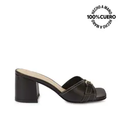 VIALE - Sandalia Slide Casual TATI-2607 Negro Cuero