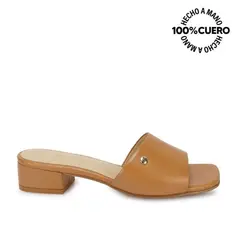 VIALE - Sandalia Slide Casual TATI-2611 Camel Cuero