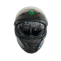 GREENLINE - CASCO DOT PARA MOTO MODELO 800 NEGRO MECANICO TALLA L