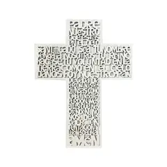 GENERICO - Cruz Padre Nuestro de madera en color blanco