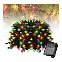 GENERICO - Luces Navideñas con Panel Solar de Colores 10mts