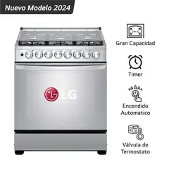 LG - Cocina A Gas 6 Hornillas Gran Capacidad Acero Inoxidable LRGZ5255S