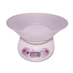 VALTOX - Balanza Digital Gramera de Cocina 1gr a 5kg con Bowl Blanco