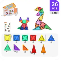 OVOTOUMI - Set 26 Bloques De Construcción Magnéticos Azulejos Imán 3d