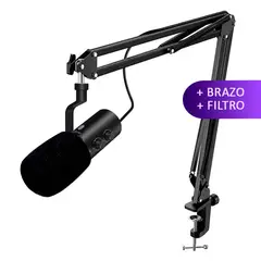 FIFINE - Micrófono Tank3 XLR USB con brazo y Filtro Anti-Pop