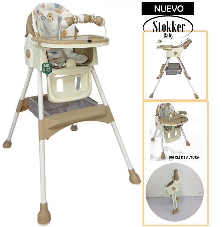 Silla de Comer VENUS Asiento Reclinable Beige