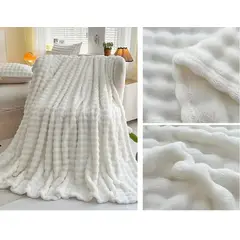 GENERICO - ️ FRAZADA MICROFLEECE SHERPA 2 PLAZAS -BLANCO