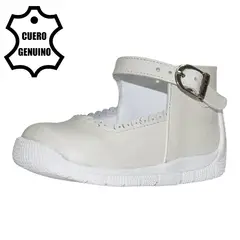 BRUNO KIDS - ZAPATO PIBE PARA NIÑA DE CUERO BLANCO PRIMEROS PASOS