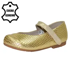 BRUNO KIDS - ZAPATO CAMINANTE PARA NIÑA DE CUERO DORADO CAMINANTE