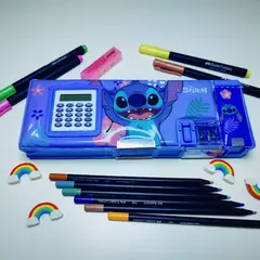 DISNEY CLASICOS - Cartuchera de doble tapa con calculadora