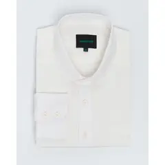 ANDREW'S TIES - Camisa Casual Lino - Cuello Italiano puño simple 2 botones - blanco
