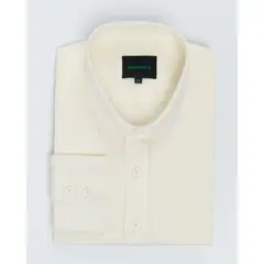 ANDREW'S TIES - Camisa Casual Lino - Cuello Italiano puño simple 2 botones-Crema
