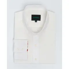 ANDREW'S TIES - Camisa Casual Lino - cuello button-down Puño redondo simple -Blanco