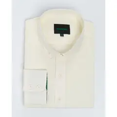 ANDREW'S TIES - Camisa Casual Lino - cuello button-down Puño redondo - Crema