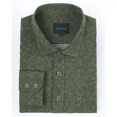 ANDREW'S TIES - Camisa Casual Estampada Verde Con bolsillo