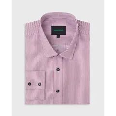 ANDREW'S TIES - Camisa Casual twill sarga - Cuello Italiano puño simple rojo