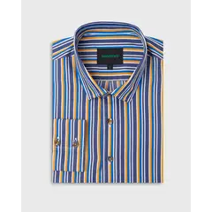 ANDREW'S TIES - Camisa Casual popelin rayas - Cuello Italiano puño simple amarillo