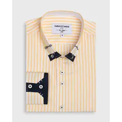 ANDREW'S TIES - Camisa Casual - cuello button-down puño simple 2 botones amarillo