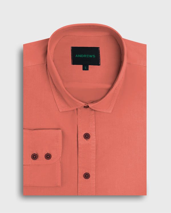 Camisa Casual Garment Dye - Puño simple 2 botones naranja
