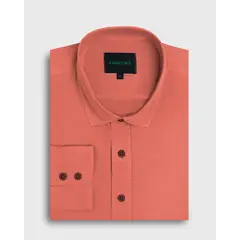 ANDREW'S TIES - Camisa Casual Garment Dye - Puño simple 2 botones naranja