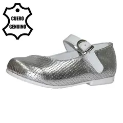 BRUNO KIDS - ZAPATO CAMINANTE PARA NIÑA DE CUERO PLATA CAMINANTE