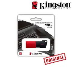 KINGSTON - MEMORIA USB 128GB ORIGINAL 3.2 NEGRO CON ROJO
