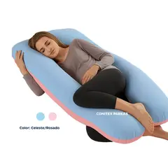 GENERICO - ALMOHADA EMBARAZO MULTIFUNCIONAL Color Celeste y Rosado